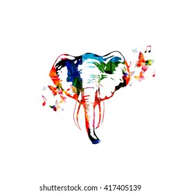 Colorful elephant with butterflies