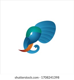 colorful elephant gradient artwork logo template. Animal abstract design vector concept