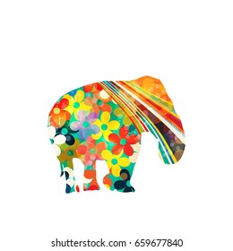 Colorful elephant icon on white background