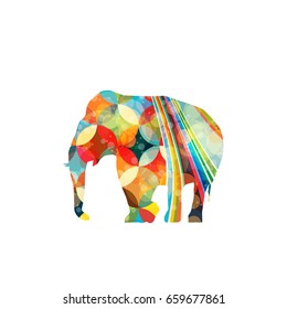 Colorful elephant icon on white background