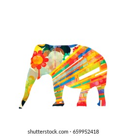 Colorful elephant icon  on white background