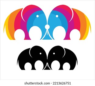 ilustración vectorial del logotipo del elefante colorido