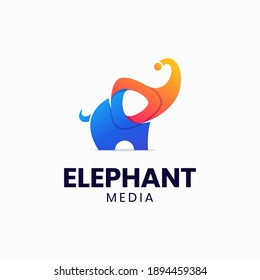 Colorful elephant media play logo template