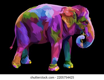 colorful elephant on pop art style. vector illustration.