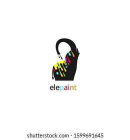 colorful elephant paint logo vector