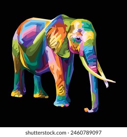 colorful elephant pop art portrait style isolated decoration