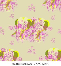 Colorful elephant seamless vector pattern with pink flowers and botanical elements. Repeat jungle design for fabric, textile, wallpaper and fashion print.