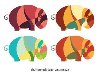 Colorful elephants