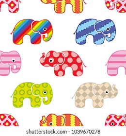 Colorful elephants. Seamless vector pattern.