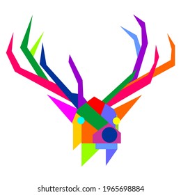 colorful elk geometric vector wpap pop art design