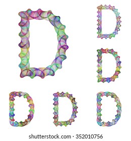 Colorful ellipse fractal font design - letter D