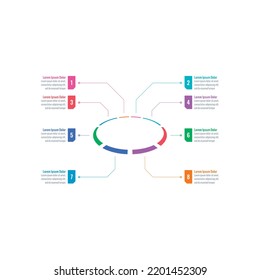 plantilla de infografía de elipse colorida. plantilla de infografía para los negocios, la ciencia, el mundo de la educación. plantilla de infografía de seis pasos. web, revista, Internet, plantilla de información de informes anuales