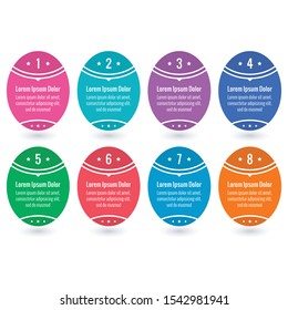 colorful ellipses information template. eight steps infographic template. egg shaped information template