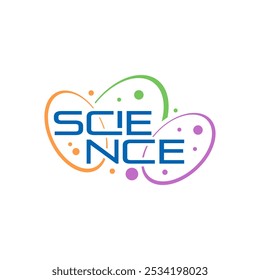 colorful ellipses and the word science. Science concept for education, business