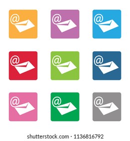 Colorful email icon on isolate white background