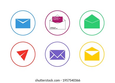 Colorful Email Icon Set Stylish Design
