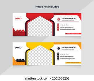 colorful email signature banner template or email footer and personal social media cover design. colorful and creative theme. unique shape-able layout