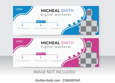 Colorful Email Signatures Template Vector Design. Professional Email Signature Template Modern and Minimal Layout. Corporate design
