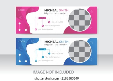 Colorful Email Signatures Template Vector Design. Professional Email Signature Template Modern and Minimal Layout. Corporate design