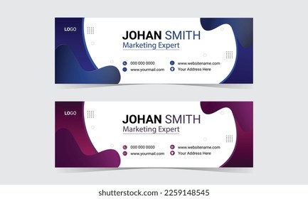 Colorful Email Signatures Template Vector Design. Professional Email Signature Template Modern and Minimal Layout,Corporate Minimal email signature template,Flat e-mail signature design templat