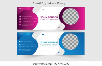 Colorful Email Signatures Template Vector Design. Professional Email Signature Template Modern and Minimal Layout.