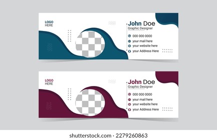 Diseño de vectores de plantillas de firmas de correo electrónico coloridas.Plantilla de firma de correo electrónico profesional Diseño moderno y mínimo.