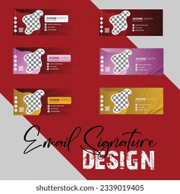Colorful Email Signatures Template Vector Design. Professional Email Signature modern email signature design Business email signature with an author photo place Modern design