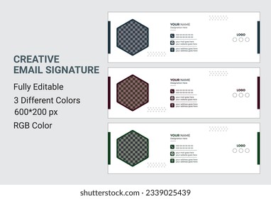 Colorful Email Signatures Template Vector Design. Professional Email Signature Template Modern and Minimal Layout. Business email signature template design.