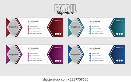 Farbige E-Mail-Signaturen Vorlage Vektordesign. Professionelle E-Mail Signature Vorlage Modernes und Minimales Layout. Design der E-Mail-Signatur für Unternehmen