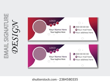 Colorful Email Signatures Template Vector Design. Business email signature with an author photo place.