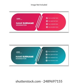 Colorido Email Firmas Diseño de Vector de Plantilla. Plantilla de firma de correo electrónico de Profesional.