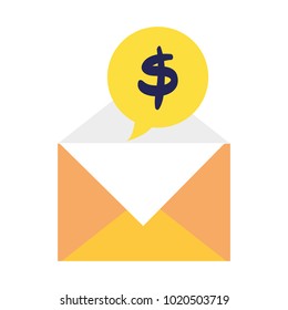 colorful e-mail text message and chat bubble with dollar symbol