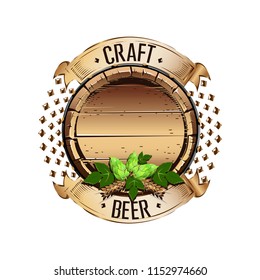 Colorful emblem of beer in vintage style. Vector illustration.