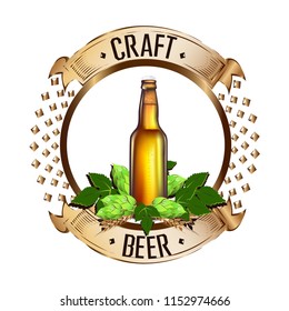 Colorful emblem of beer in vintage style. Vector illustration.