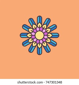 Colorful emblem design template, style Flower line art Logo Design Template. Element for your design - floral shops, cosmetics packaging, beauty and spa studios.