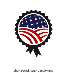 Colorful emblem with the flag of the United States vector logo