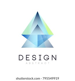 Colorful emblem in geometric shape. Abstract icon in gradient blue and green colors. Business symbol or logo. Vector design for corporate identity, label or badge