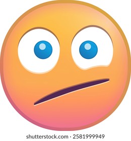 Colorful emoji with a confused and skeptical facial expression.