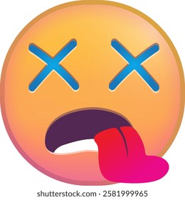 Colorful emoji with crossed eyes and tongue sticking out.