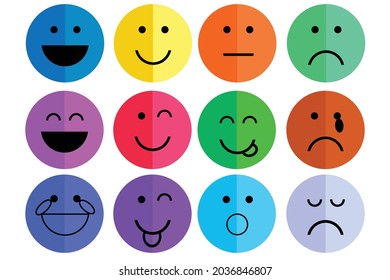 Colorful Emoji Icon Set Emoticon Set Stock Vector (Royalty Free ...