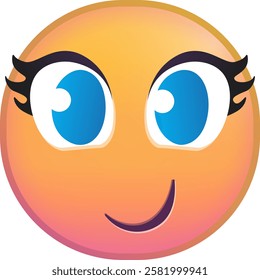 Colorful emoji with large blue eyes and a smiling expression.