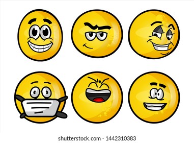 colorful emoticon. Set of emojis with various face expression. Vector Illustration Isolated On White Background