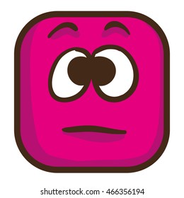 Colorful emoticon, square emoji flat. Vector Illustration.