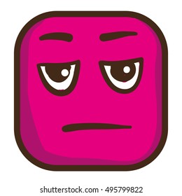 Colorful emoticon, square emoji flat. Vector Illustration.
