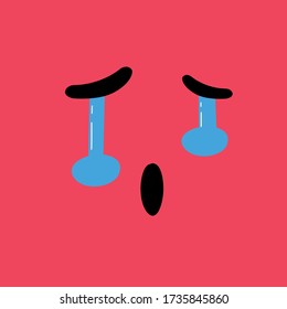 Colorful emoticons, emotions. Vector illustration of a smile crying with a colorful flat style. Isolated. vector illustration of a pink color.