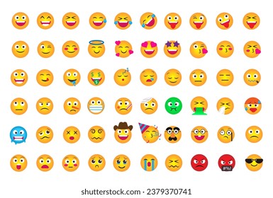 Colorful emoticons pack, emoji set collection