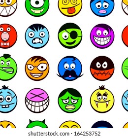Colorful emoticons seamless pattern.