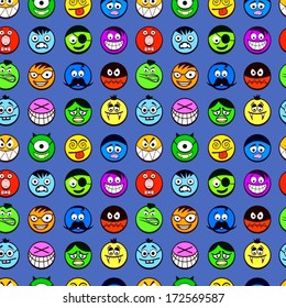 Colorful emoticons seamless pattern.