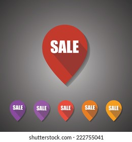 Colorful empty flat design tag "sale" sign