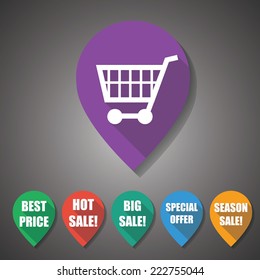 Colorful empty flat design tag - shopping and sale